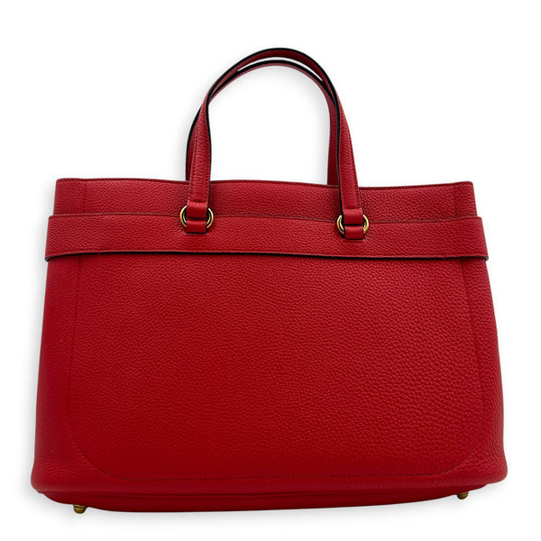 Bright Bit Red Top Handle Bag in Calfskin, Gold hardware