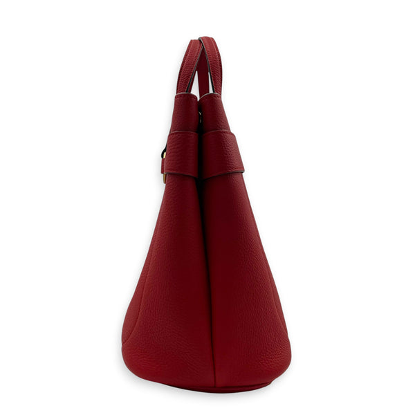 Bright Bit Red Top Handle Bag in Calfskin, Gold hardware