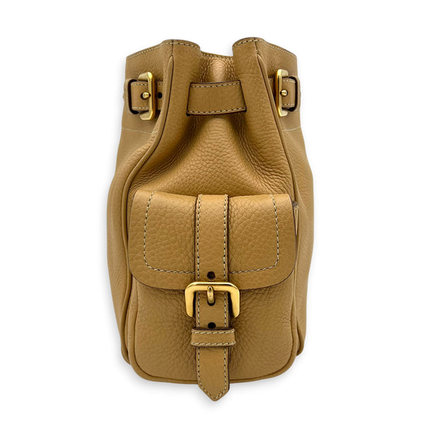 Logo Tote Bag Beige in Calfskin, Gold hardware