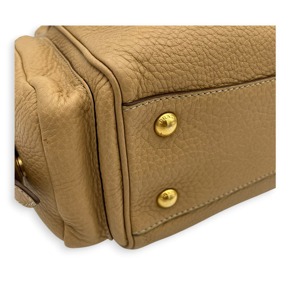 Logo Tote Bag Beige in Calfskin, Gold hardware
