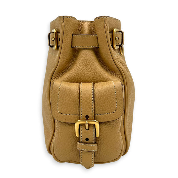 Logo Tote Bag Beige in Calfskin, Gold hardware