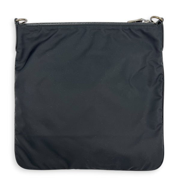 Logo Crossbody Bag Nero in Nylon, Silver hardware
