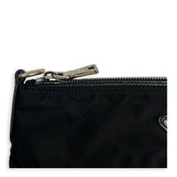 Logo Crossbody Bag Nero in Nylon, Silver hardware