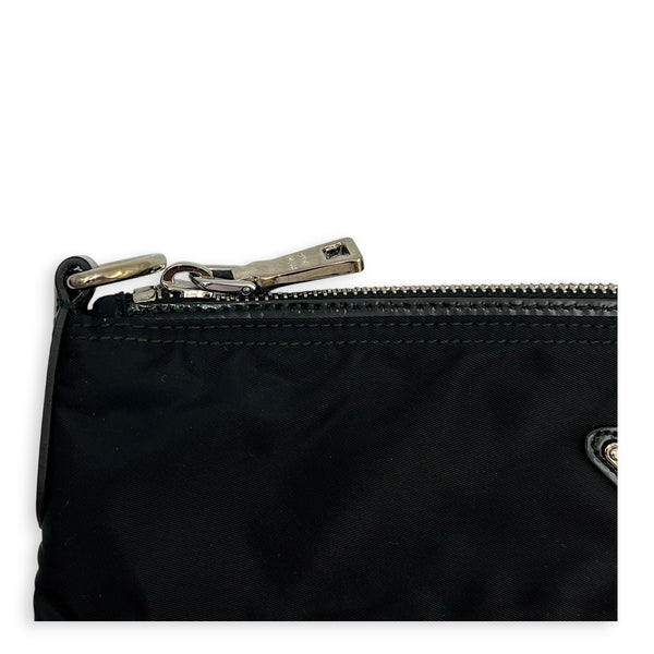 Logo Crossbody Bag Nero in Nylon, Silver hardware