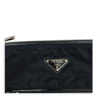 Logo Crossbody Bag Nero in Nylon, Silver hardware