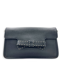 Bow Shoulder Bag Black in Calfskin, Silver hardware