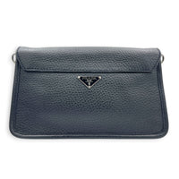 Bow Shoulder Bag Black in Calfskin, Silver hardware