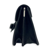 Bow Shoulder Bag Black in Calfskin, Silver hardware