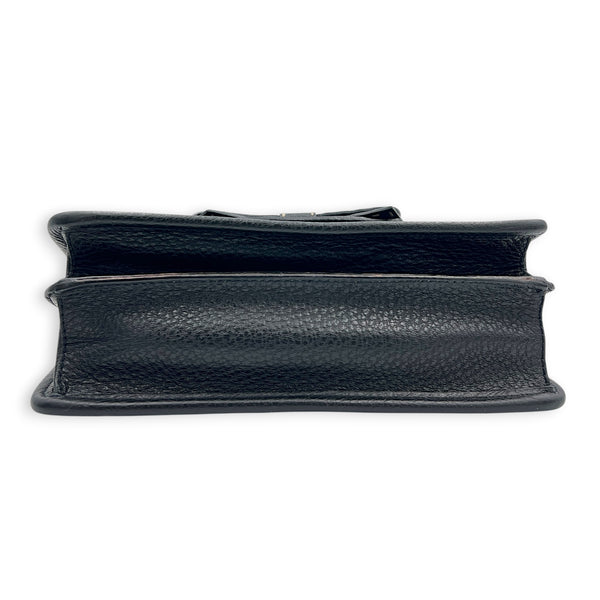 Bow Shoulder Bag Black in Calfskin, Silver hardware