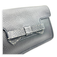 Bow Shoulder Bag Black in Calfskin, Silver hardware