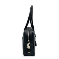 Bauletto Top Handle Bag Nero in Saffiano Leather, Silver hardware
