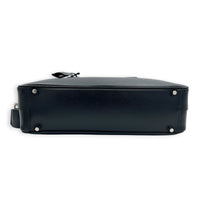 Bauletto Top Handle Bag Nero in Saffiano Leather, Silver hardware