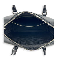 Bauletto Top Handle Bag Nero in Saffiano Leather, Silver hardware