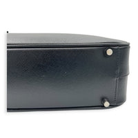Bauletto Top Handle Bag Nero in Saffiano Leather, Silver hardware