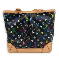 Steamer Tote Bag Noir in Coated Canvas, Gold hardware