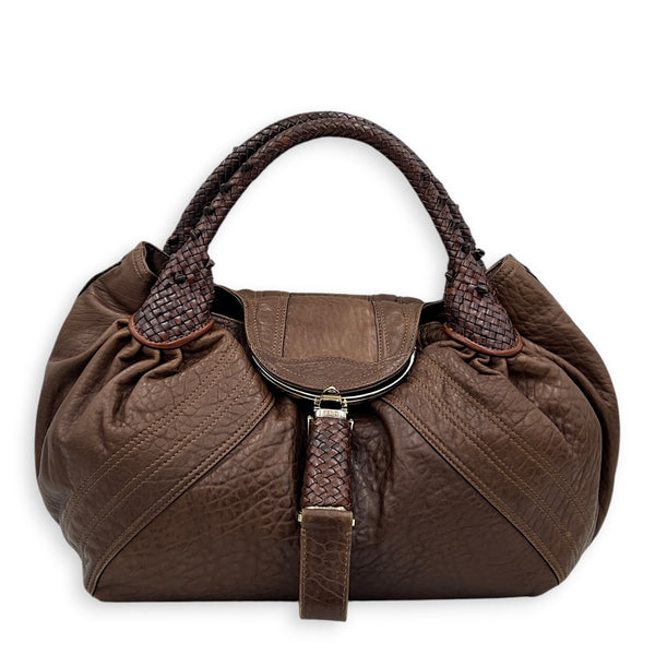 Spy Shoulder Bag Large Brown in Nappa Leather, Gold hardware