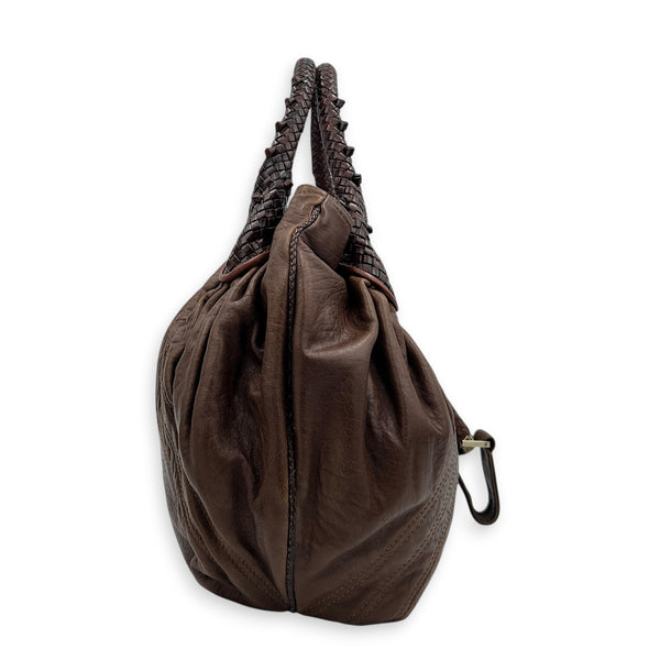 Spy Shoulder Bag Large Brown in Nappa Leather, Gold hardware