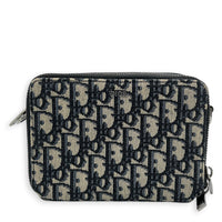 Zipped Pouch Crossbody Bag Blue in Jacquard, Gunmetal hardware