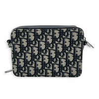 Zipped Pouch Crossbody Bag Blue in Jacquard, Gunmetal hardware