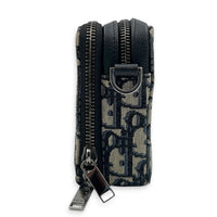 Zipped Pouch Crossbody Bag Blue in Jacquard, Gunmetal hardware