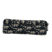 Zipped Pouch Crossbody Bag Blue in Jacquard, Gunmetal hardware