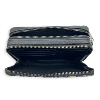Zipped Pouch Crossbody Bag Blue in Jacquard, Gunmetal hardware