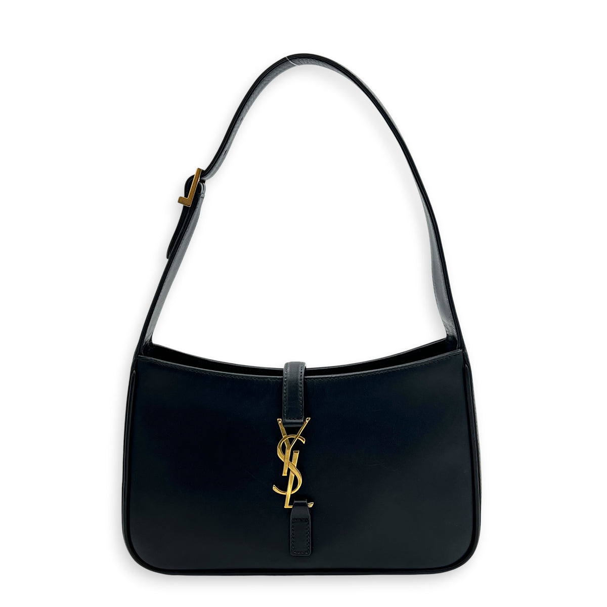 Le 5 A 7 Shoulder Bag Black in Calfskin, Gold hardware