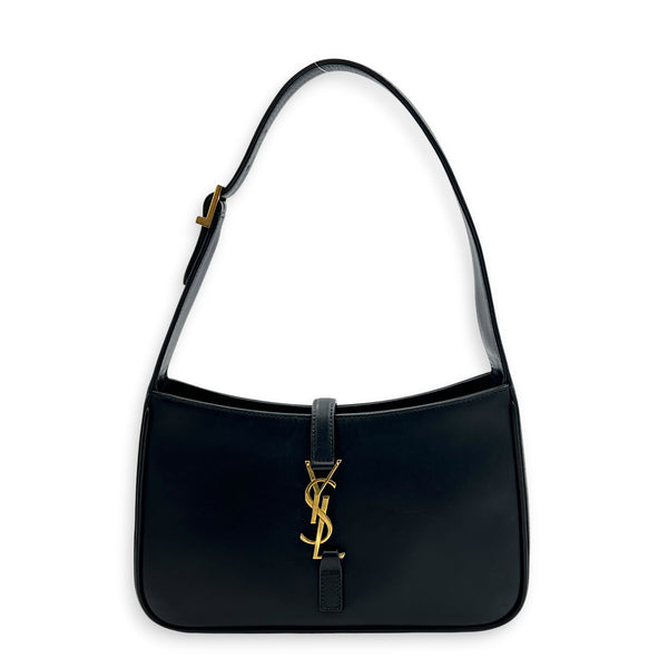 Le 5 A 7 Shoulder Bag Black in Calfskin, Gold hardware