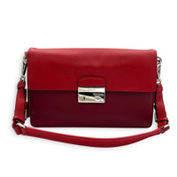 Sound Lock Red Shoulder Bag in Saffiano Leather, Silver hardware
