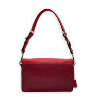 Sound Lock Red Shoulder Bag in Saffiano Leather, Silver hardware