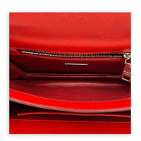 Sound Lock Red Shoulder Bag in Saffiano Leather, Silver hardware