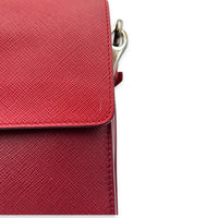 Sound Lock Red Shoulder Bag in Saffiano Leather, Silver hardware