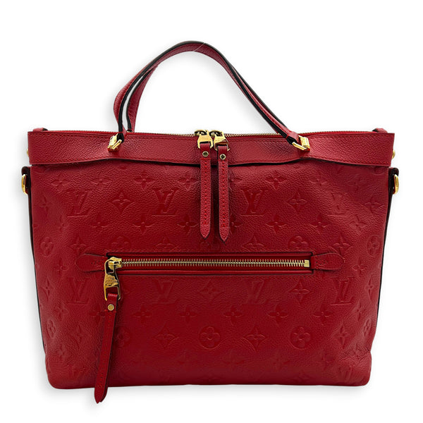 Bastille PM Red Shoulder Bag in Monogram Empreinte Leather, Gold hardware