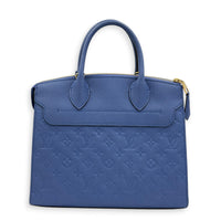 Pont Neuf Blue Top Handle Bag in Monogram Empreinte Leather, Gold hardware