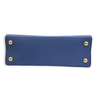 Pont Neuf Blue Top Handle Bag in Monogram Empreinte Leather, Gold hardware