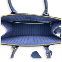 Pont Neuf Blue Top Handle Bag in Monogram Empreinte Leather, Gold hardware