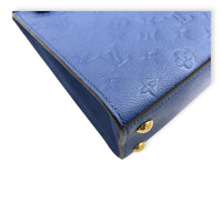Pont Neuf Blue Top Handle Bag in Monogram Empreinte Leather, Gold hardware