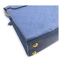 Pont Neuf Blue Top Handle Bag in Monogram Empreinte Leather, Gold hardware