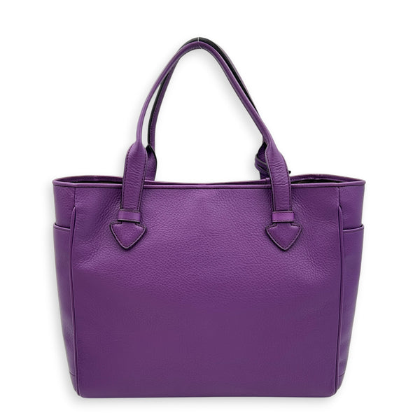 Heritage Purple Top Handle Bag in Calfskin, Silver hardware