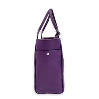 Heritage Purple Top Handle Bag in Calfskin, Silver hardware