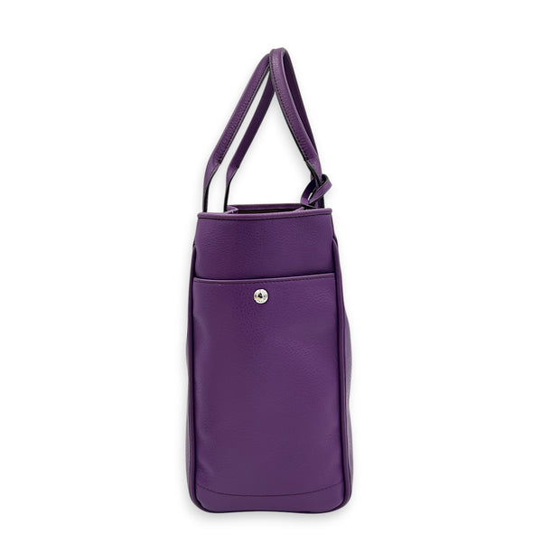 Heritage Purple Top Handle Bag in Calfskin, Silver hardware