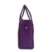 Heritage Purple Top Handle Bag in Calfskin, Silver hardware