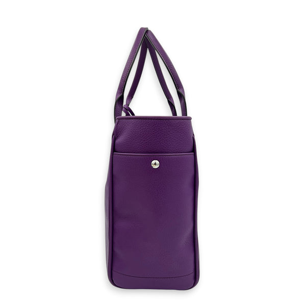 Heritage Purple Top Handle Bag in Calfskin, Silver hardware