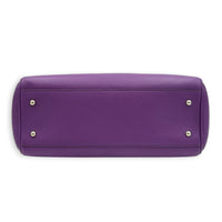 Heritage Purple Top Handle Bag in Calfskin, Silver hardware