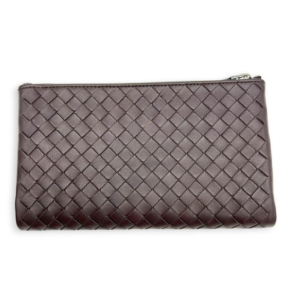 Intrecciato Card Holder Ebano in Intrecciato Leather, Gunmetal hardware