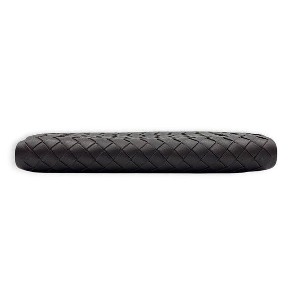 Intrecciato Card Holder Ebano in Intrecciato Leather, Gunmetal hardware
