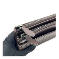 Intrecciato Card Holder Ebano in Intrecciato Leather, Gunmetal hardware
