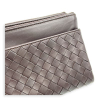 Intrecciato Card Holder Ebano in Intrecciato Leather, Gunmetal hardware