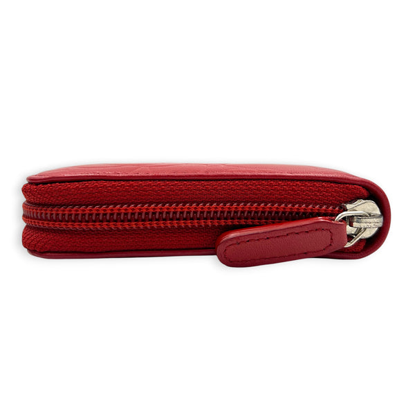 Camelia Wallet Long Red in Lambskin, Silver hardware