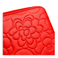 Camelia Wallet Long Red in Lambskin, Silver hardware